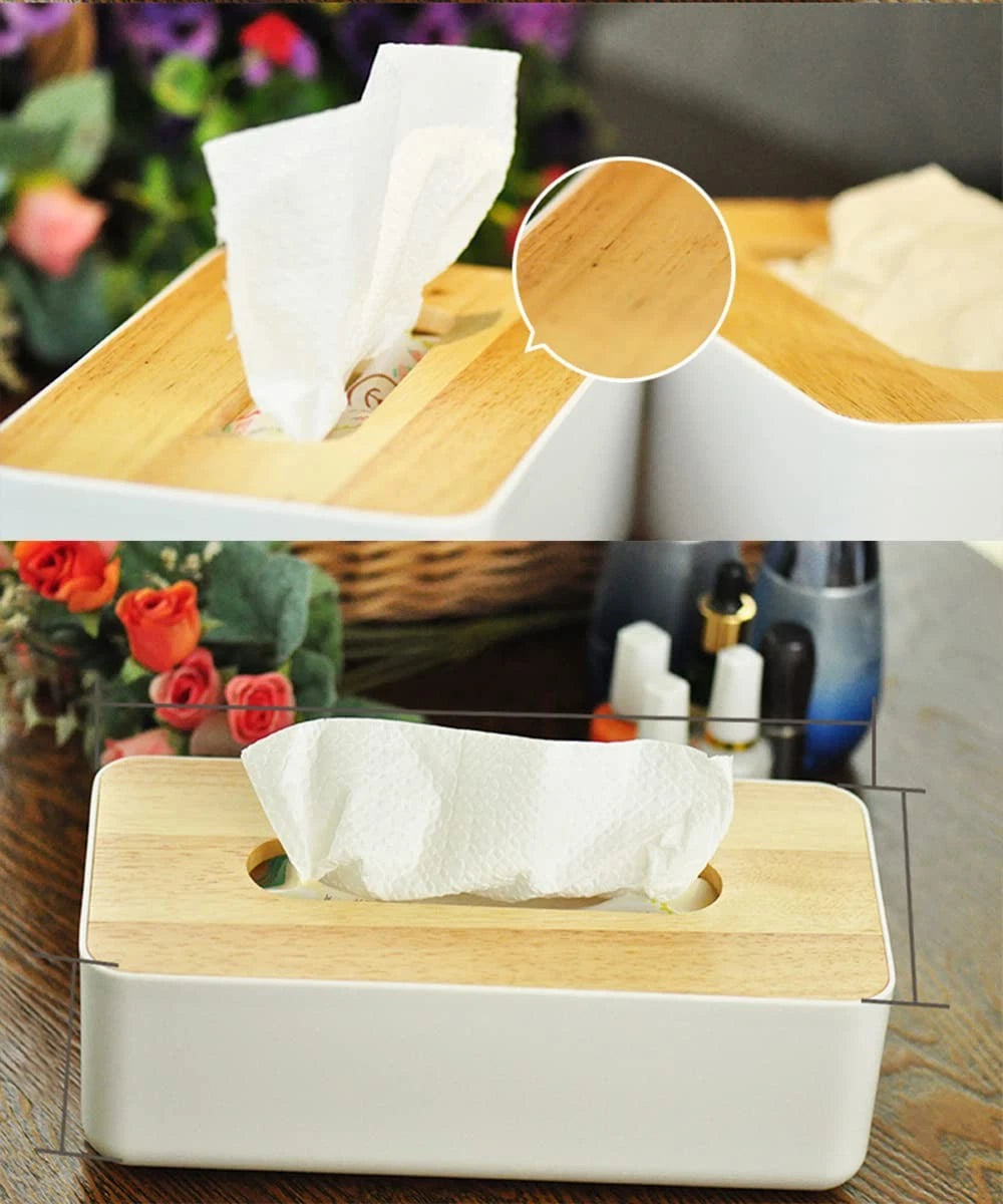 Wood Tissue Box Cover Gloves Box Holder Wooden Rectangular Tissue Box Holder ... | eBay