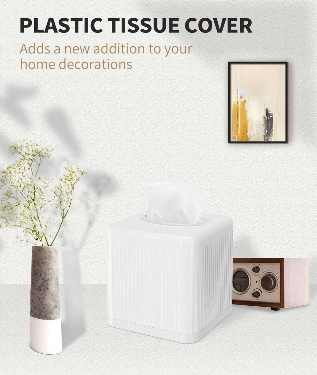 Tissue Box Cover with Base, Square Plastic Tissue Box Holder Decorative Tissu... | eBay