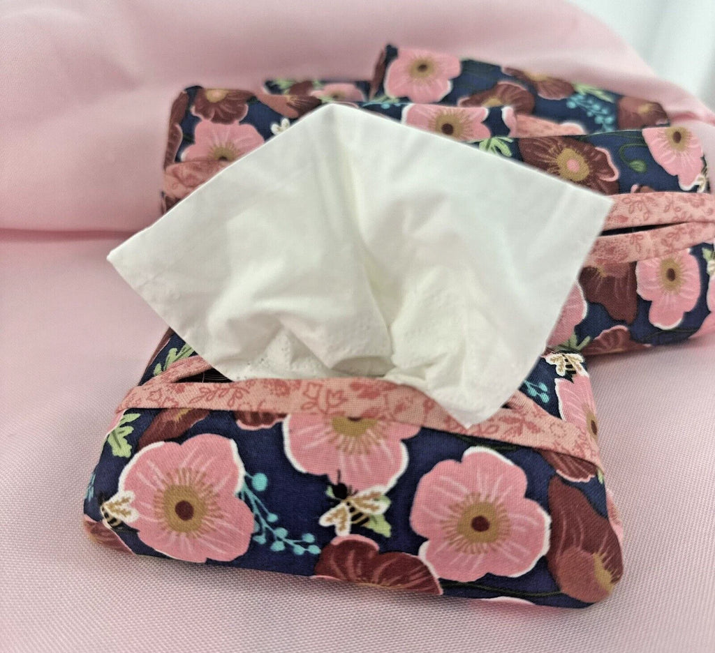 Tissue Holder Fabric Pocket/Purse Handmade 3.5”x5” Pink Floral, Tissues Included | eBay
