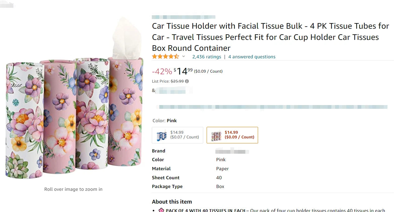 Car Tissue Holder with Facial Tissue Bulk4 PK Tissue Tubes for Car original $15 | eBay