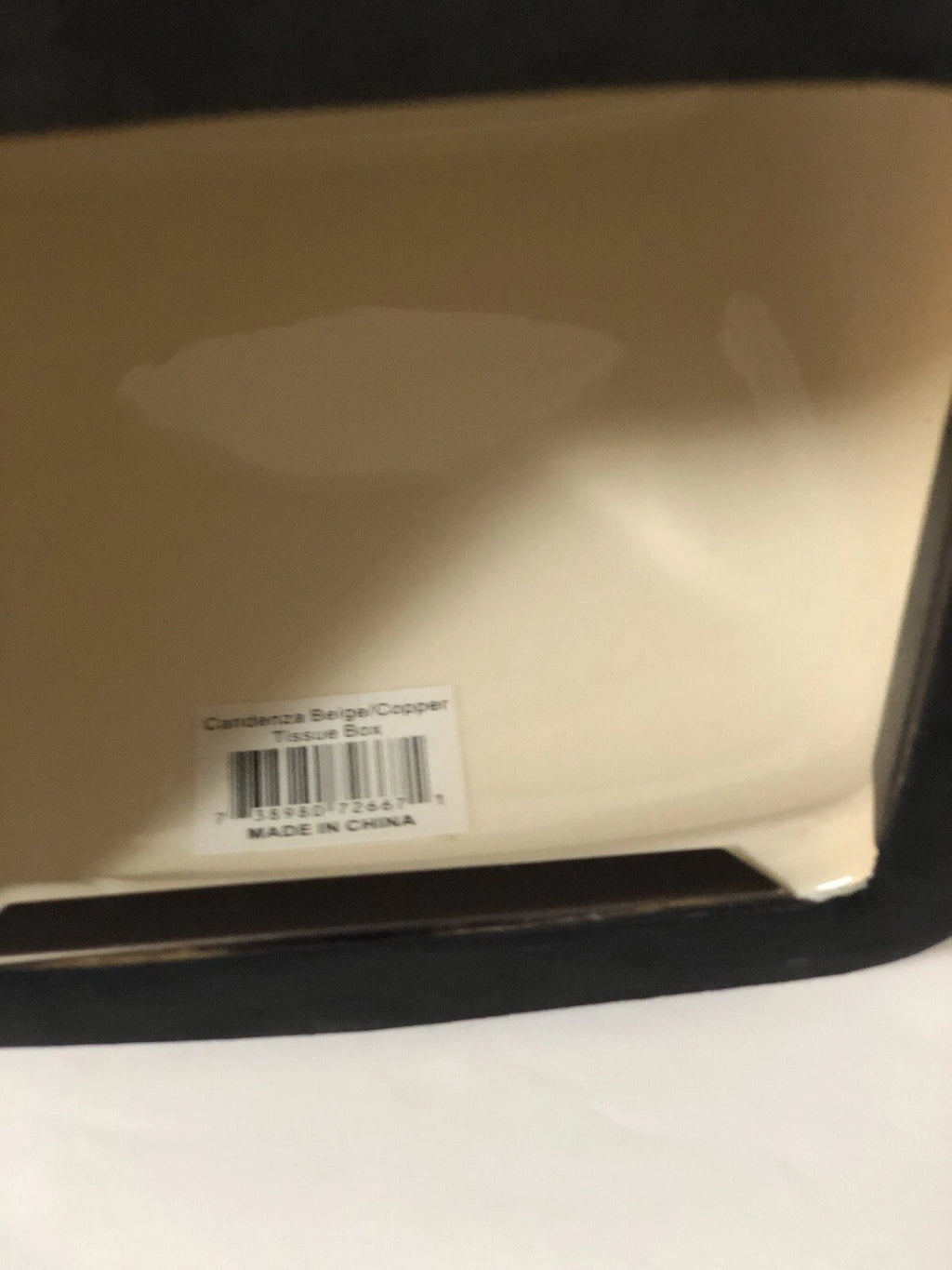 Ceramic Square Tissue Box Cover Cream W/Bronze border on bottom | eBay