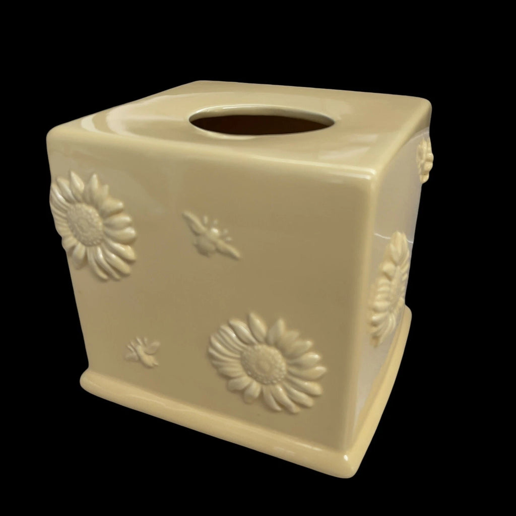 TISSUE BOX COVER Yellow Square TISSUE BOX HOLDER Flowers Bees | eBay