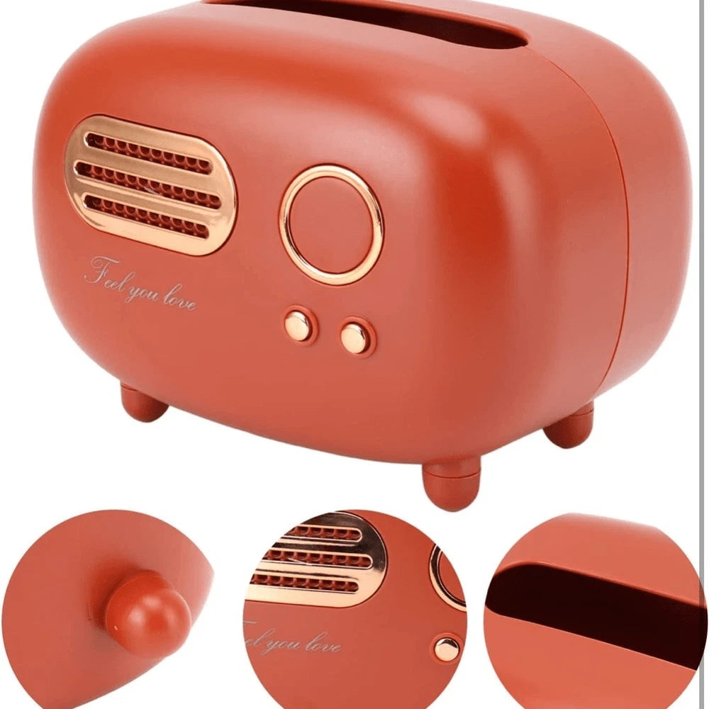 Tissue Cover Box Retro Radio Shape Tissue Box Holder Plastic Orange Red Gold | eBay