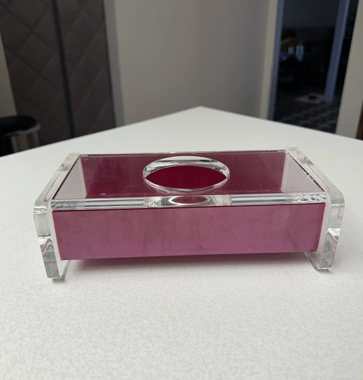 Vintage MCM Regency Thick Lucite Kleenex Cut Tissue Box Holder Acrylic pink | eBay
