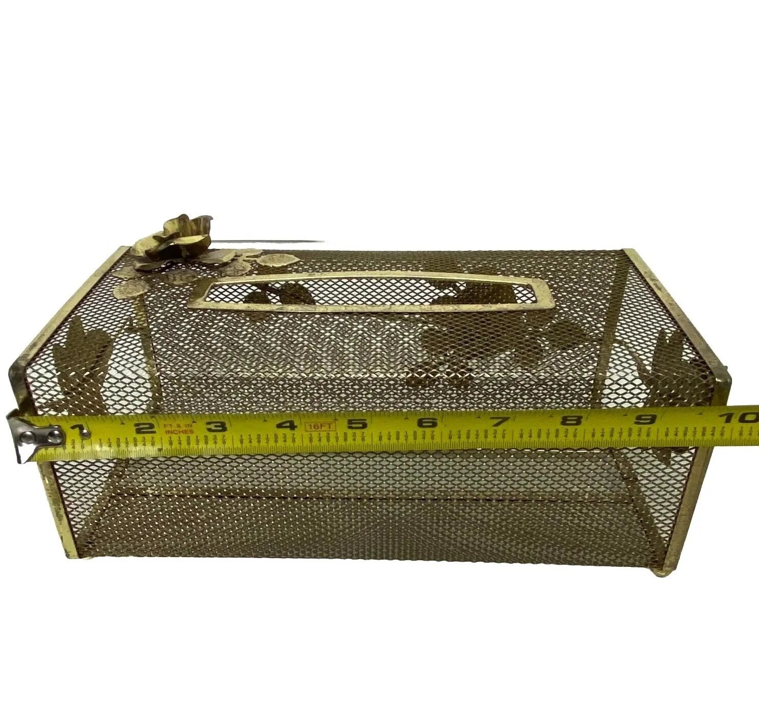 Facial Tissue Box Holder Filigree Floral Rose Wire Vanity Cover MCM Metal Mesh | eBay