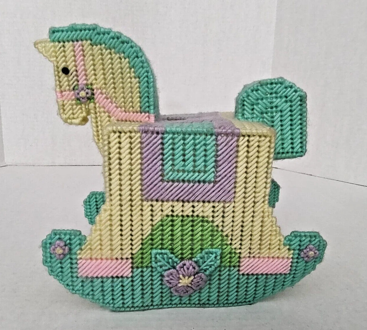 Vintage Rocking Horse Tissue Box Holder Cover Plastic Canvas Baby Nursery 1980's | eBay