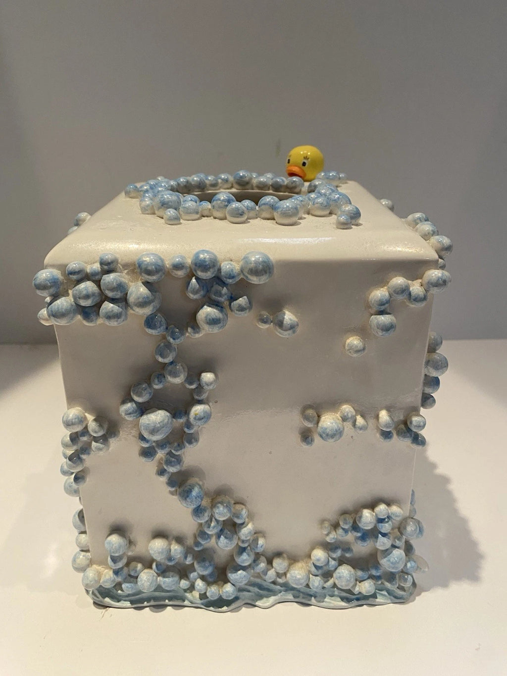 Bubbles Tissue Box Holder Bathroom Duckies Vintage Blue White | eBay