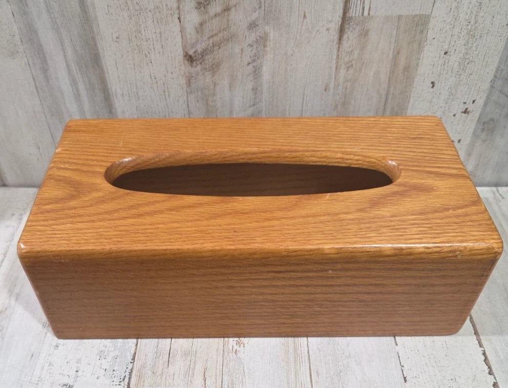 Vintage Oak Wood Tissue Box Dispenser Rectangle Retro Fits 10”x5” Kleenex Holder | eBay