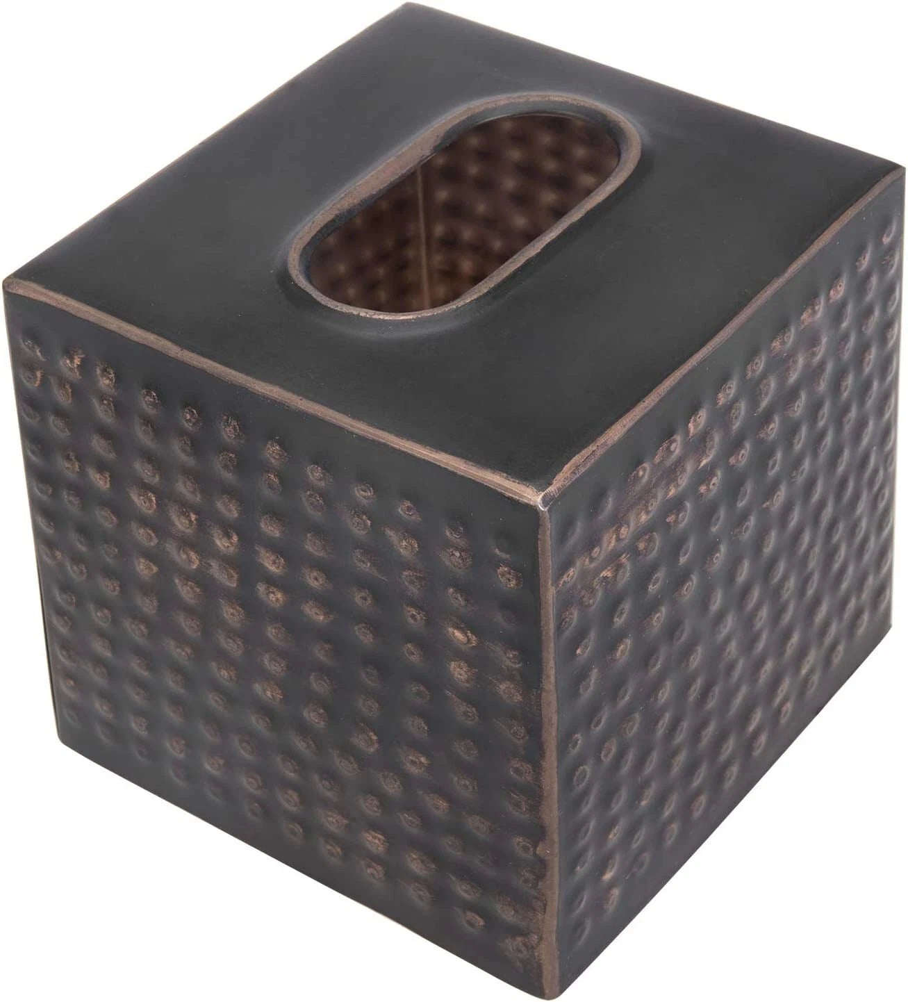 Tissue Holder with Open Bottom, Brushed Bronze Hammered Metal Tissue Box Cover | eBay