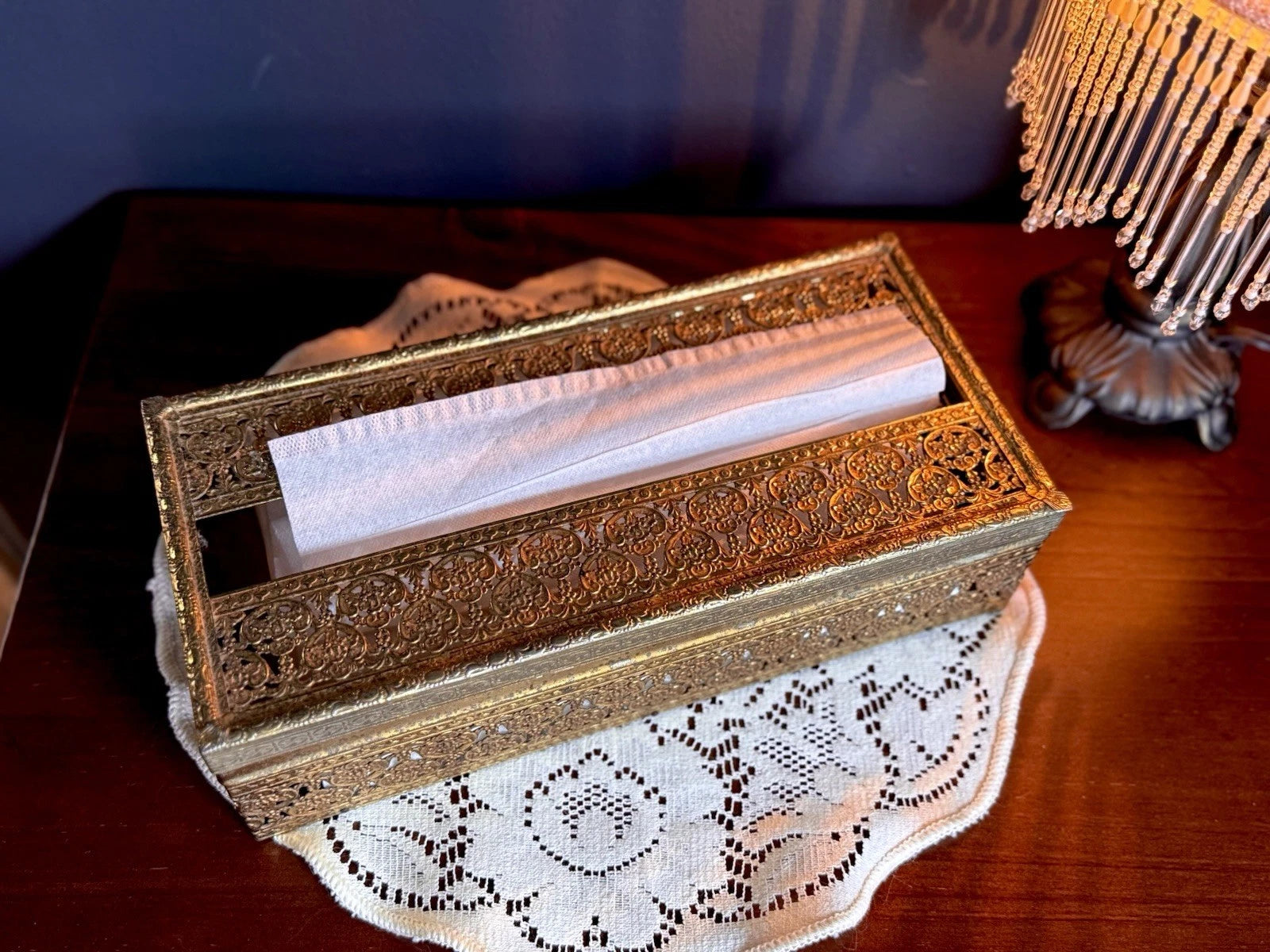 Vintage Gold Filigree Hinged Tissue Box Cover | Ornate Hollywood Regency Style | eBay