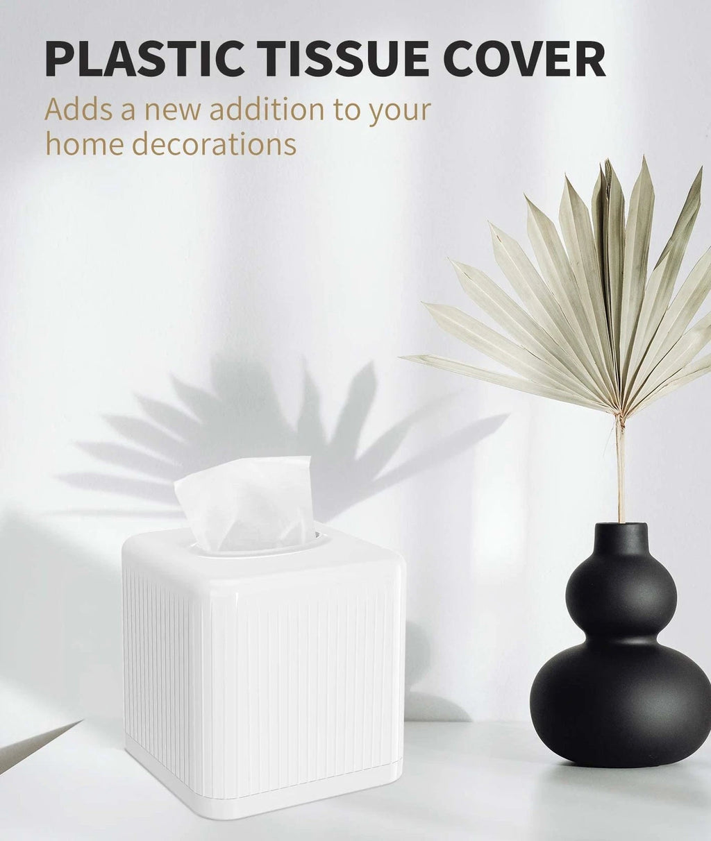 Tissue Box Cover with Base, Square Plastic Tissue Box Holder Decorative Tissu... | eBay