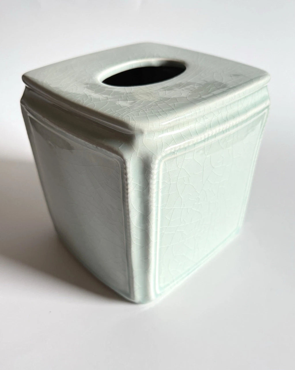 RAYMOND WAITES Ceramic Tissue Box Cover – Celadon Green Crackle Glaze – Rare | eBay