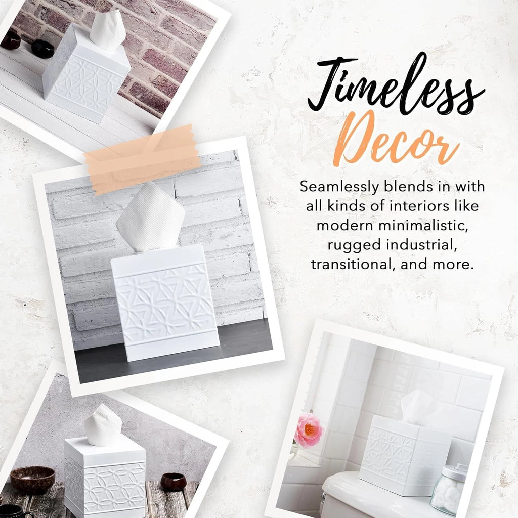 Autumn Alley White Tissue Box Cover Square, White Bathroom Accessories | eBay