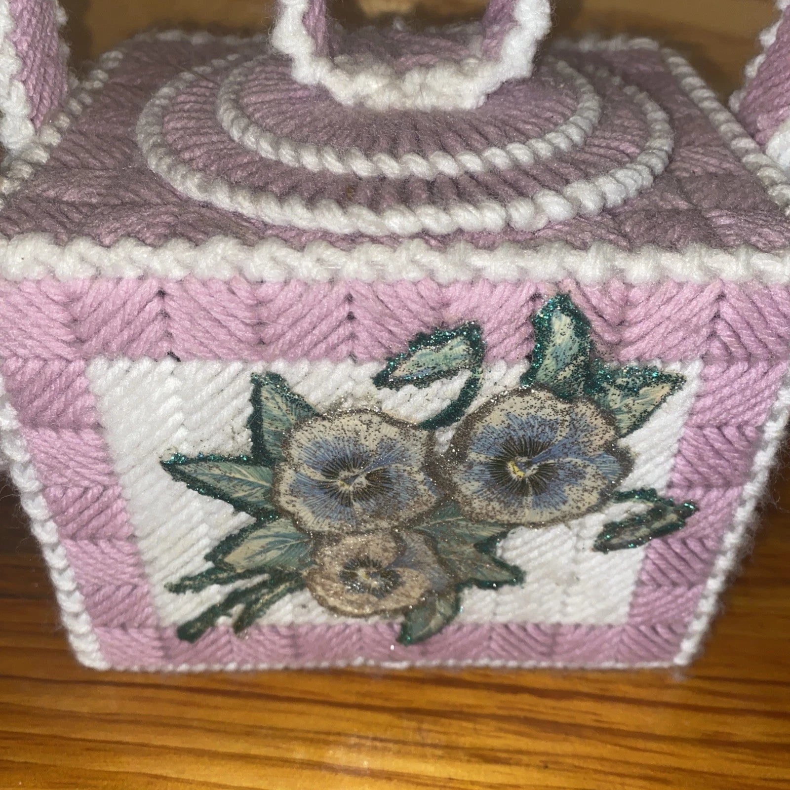 Vintage Needlepoint Kleenex Tissue Box Cover Tea Pot Hand Stitched NOS | eBay