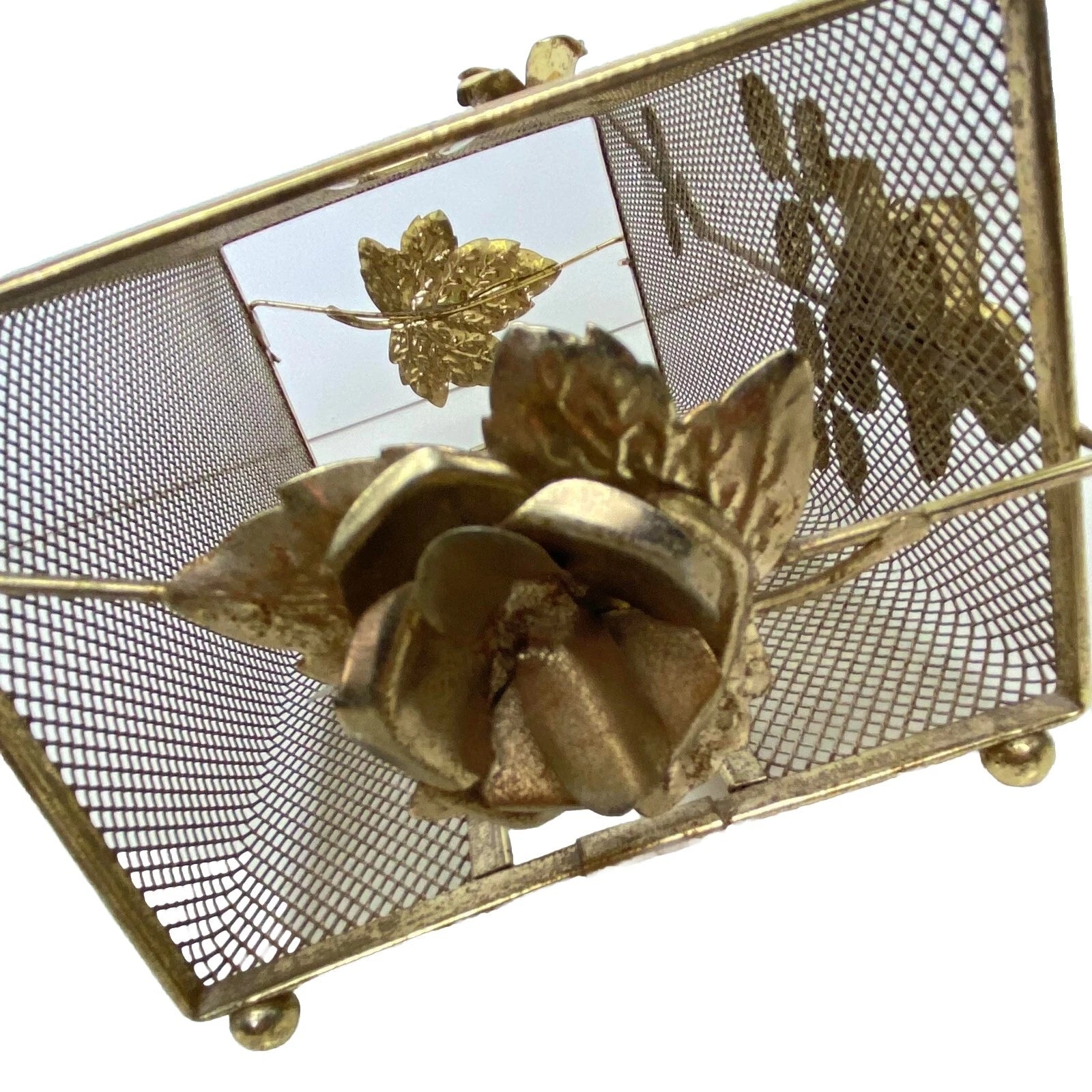 Facial Tissue Box Holder Filigree Floral Rose Wire Vanity Cover MCM Metal Mesh | eBay