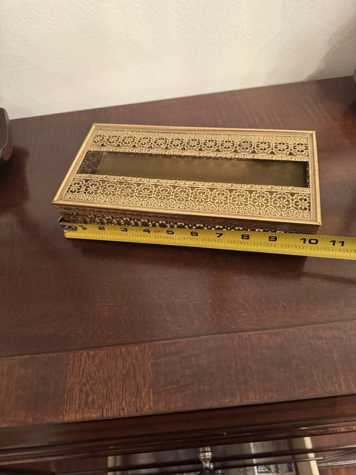 Elegant Vintage MCM Filigree Ornate Flower Gold Metal Tissue Holder Box | eBay