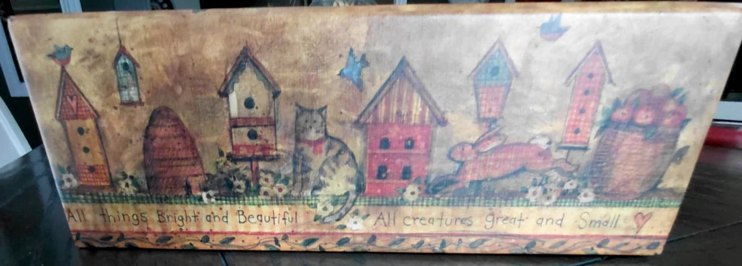 Primitive Tissue Box Bob’s Boxes All Creatures Cat Birdhouse Bunny Floral VTG | eBay