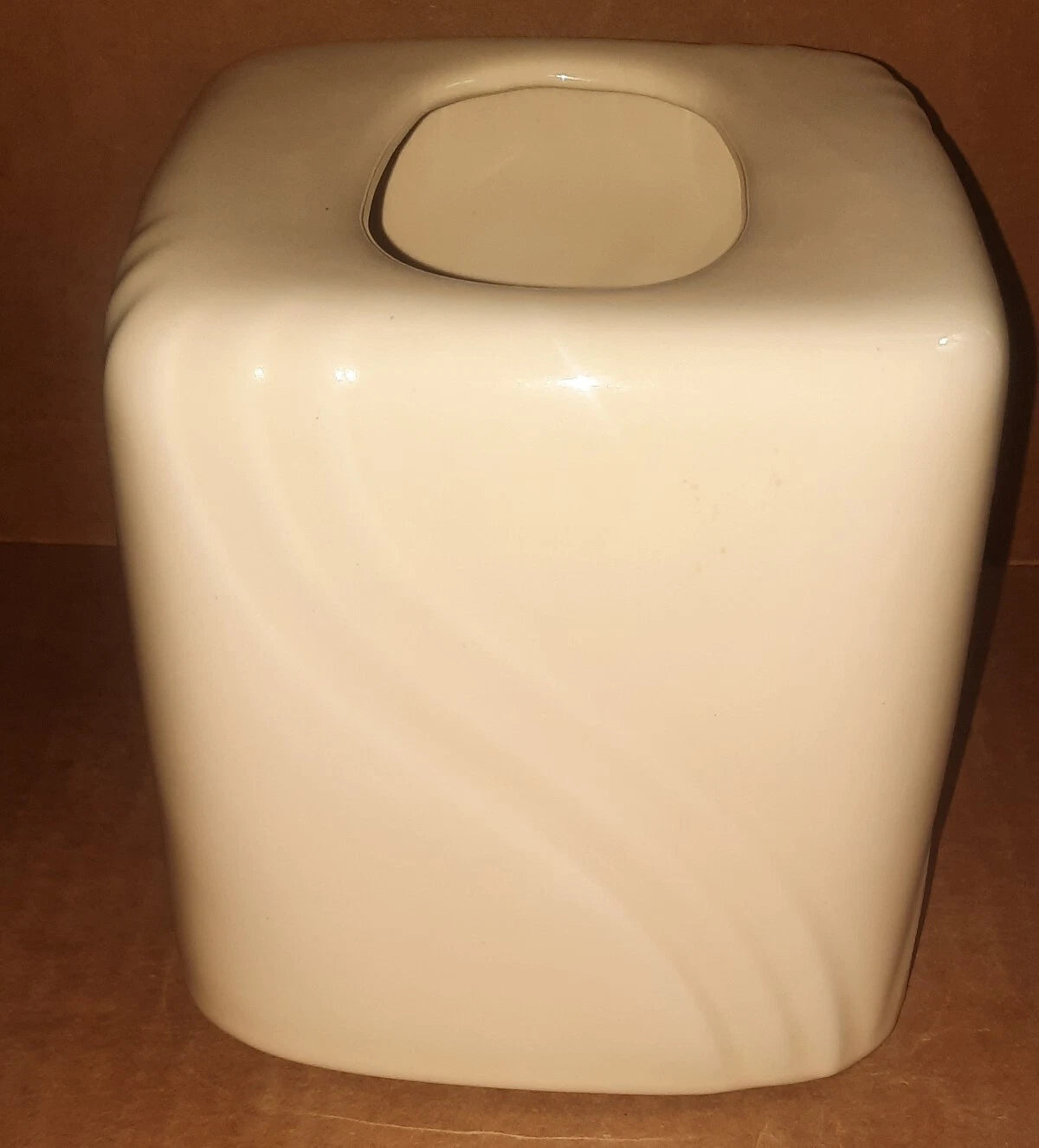 Tissue Box Cover Square Ceramic Ivory / Beige Color with Swirls | eBay