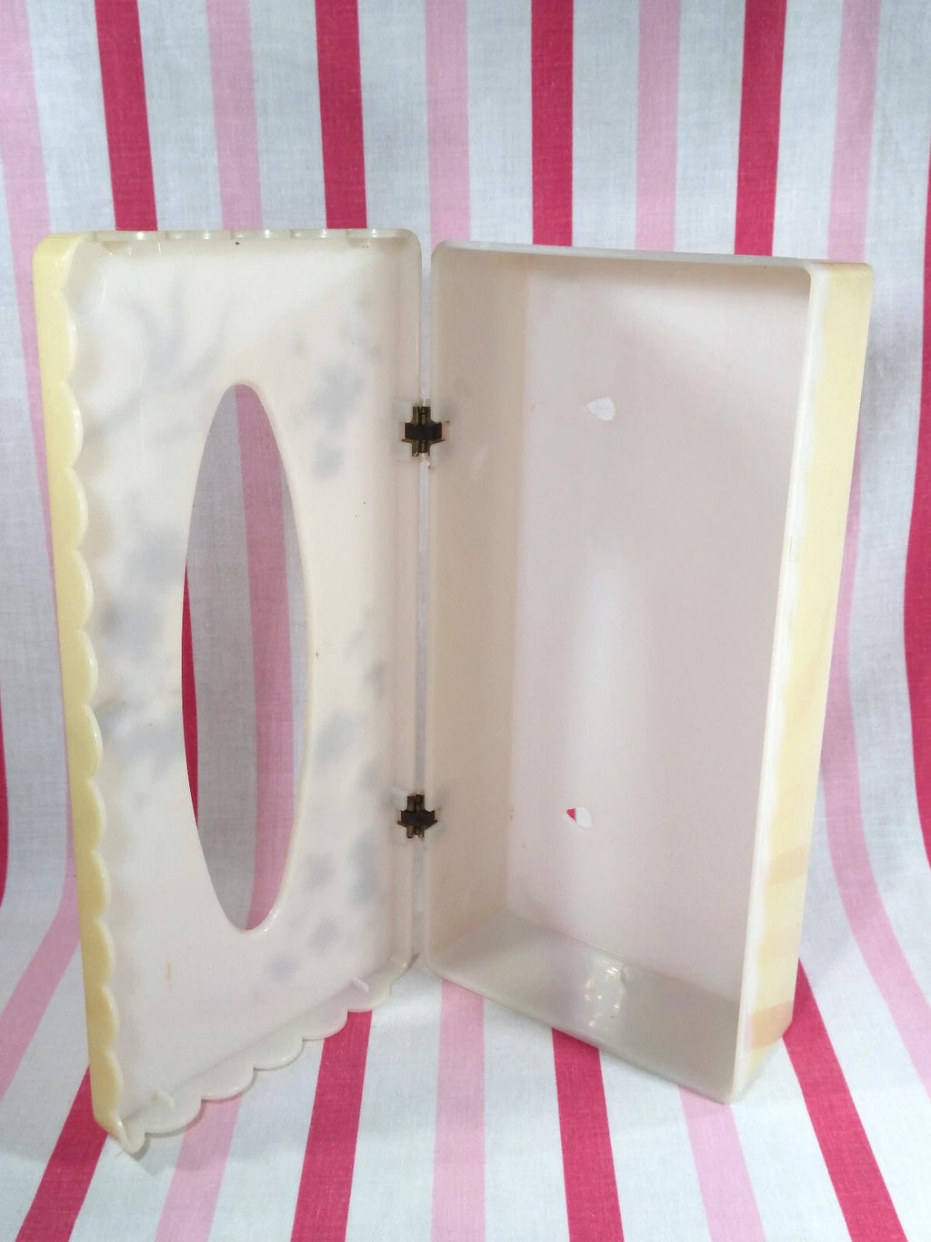 Stylish Mid Century Gold & White Florals Decorative Plastic Hinged Tissue Holder | eBay