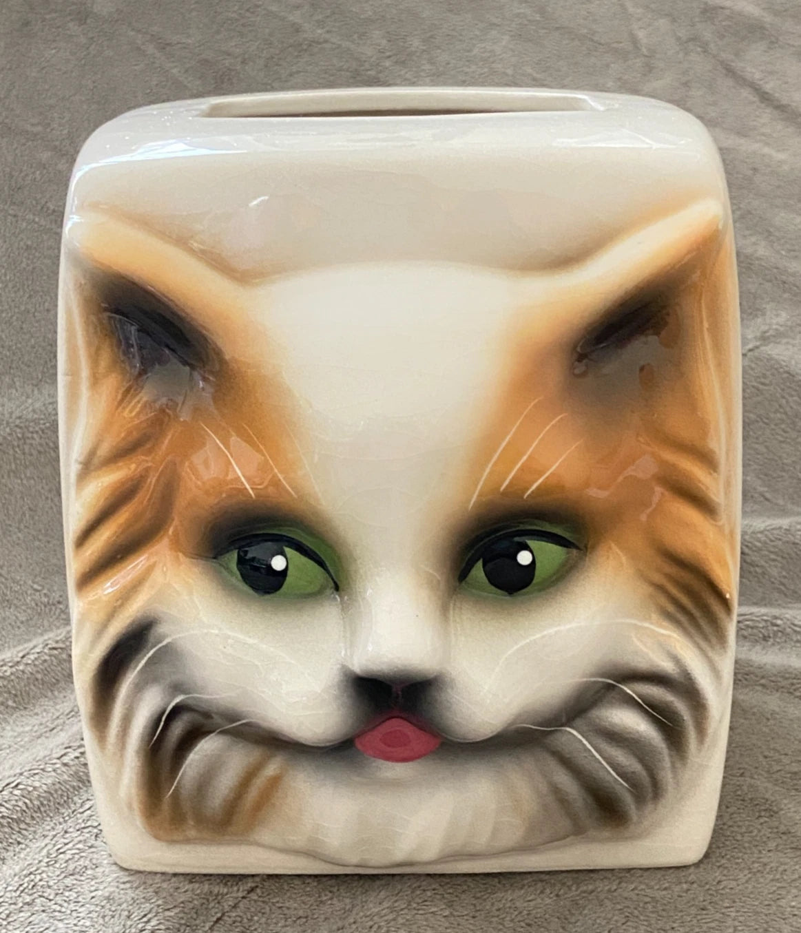 Vintage Cat Orange & White Calico Ceramic Square Tissue Box Cover ~ READ | eBay