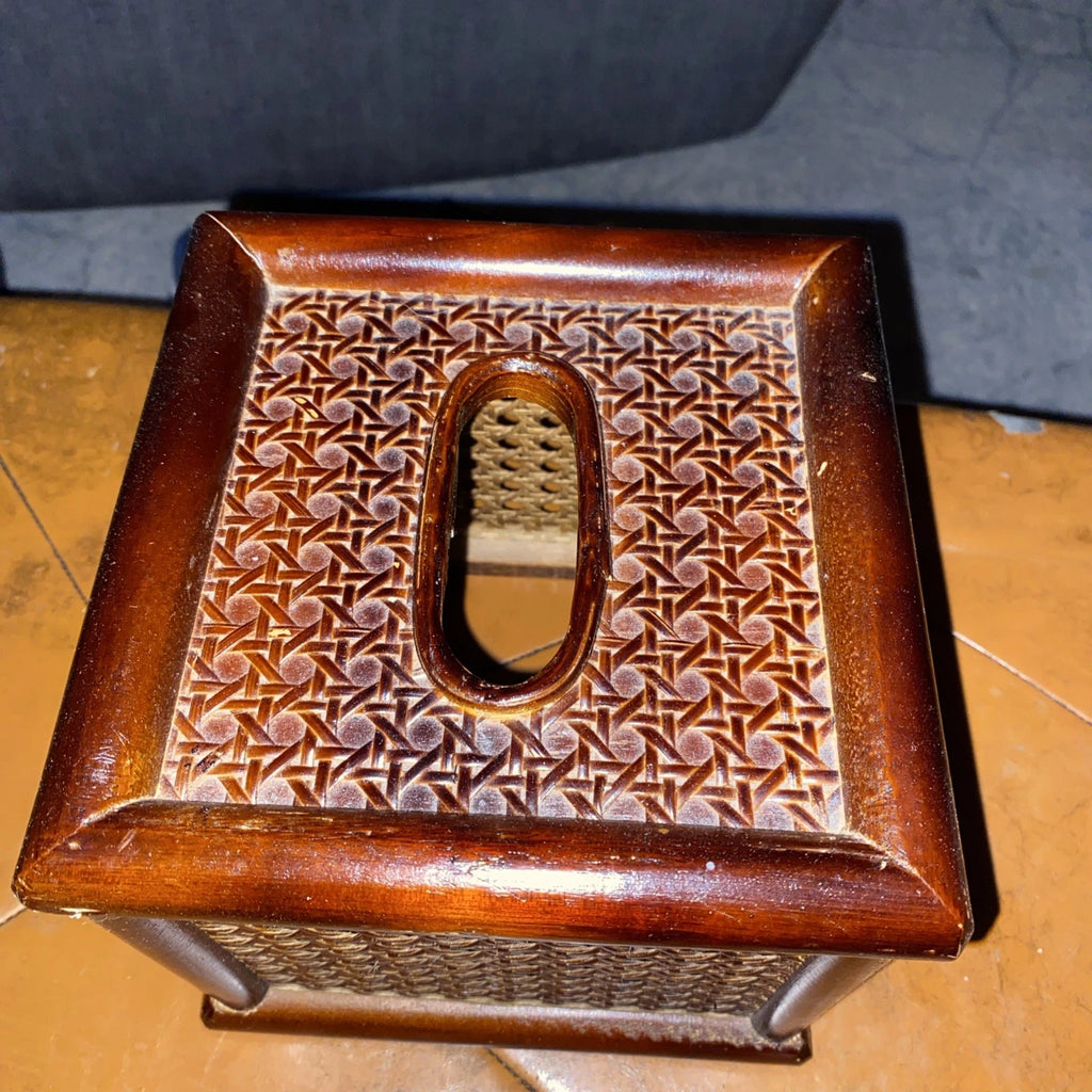 Vintage Bamboo Rattan Wicker Tissue Box Cover Holder 6x6x6 Square Tiki | eBay