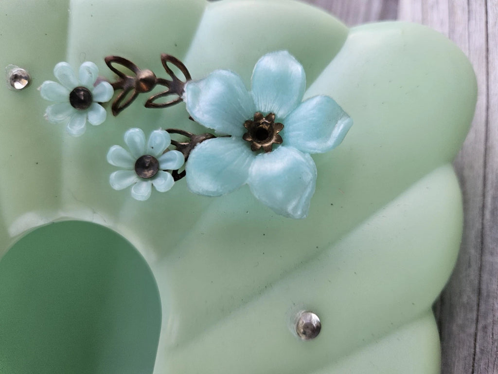 Vtg 60s Menda Co. Tissue Box Holder Cover Rectangle Mint Foam Green Floral Photo | eBay