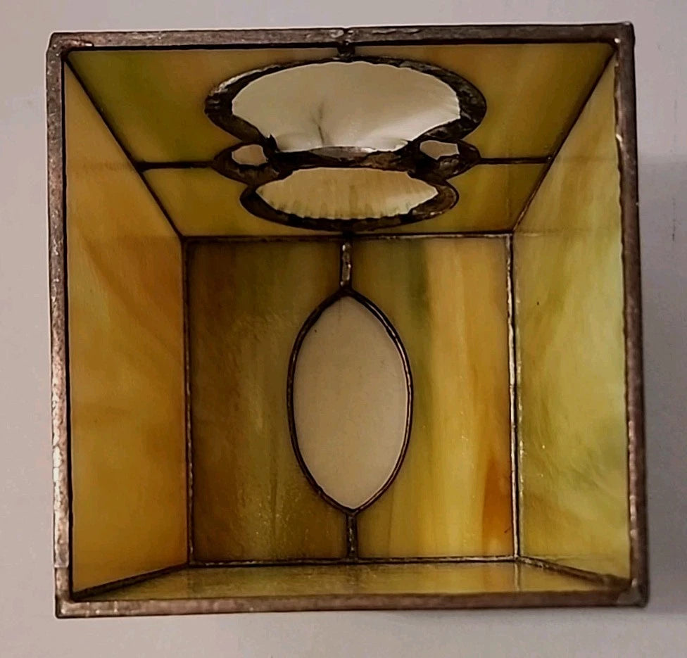 Vtg. Leaded Stained Glass Tissue Box Cover Slag With Sea Shells EUC | eBay