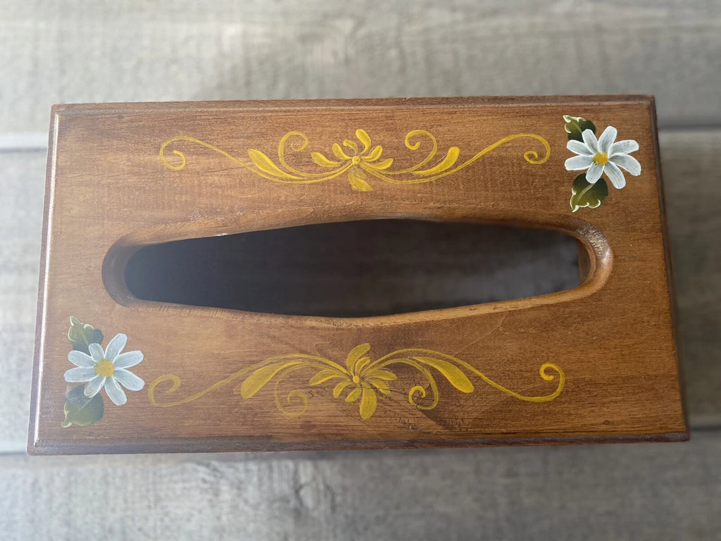 Vintage Hand Painted Tissue Box Cover Wood | eBay