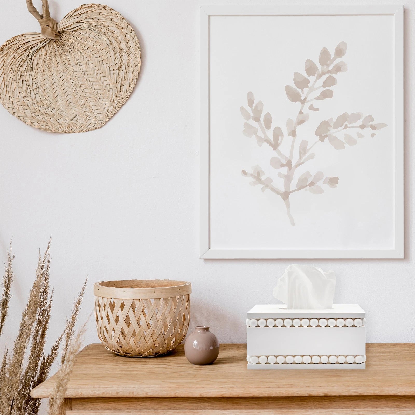 Beaded Tissue Box Cover, Rectangular White; Rustic Farmhouse Wood Tissue Holder | eBay