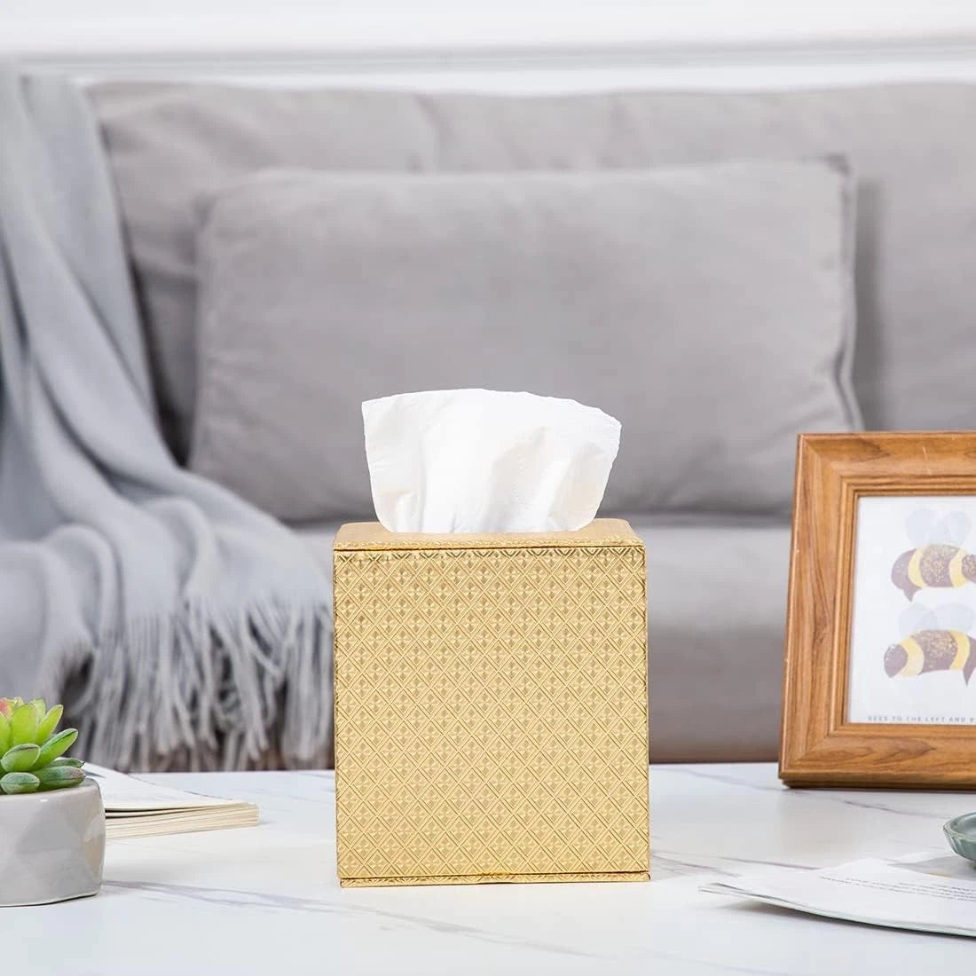 Gold Tissue Box Cover,Tissue Cover Square,Gold Square, | eBay