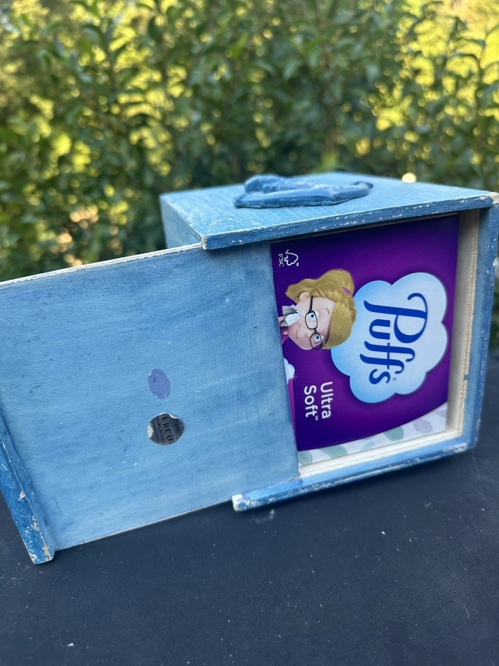 Vintage Blue Wooden Nautical Tissue Cover Box Holder Beach Anchor Oars | eBay