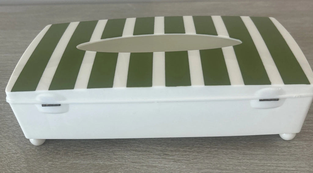 Beautiful Vintage Mitchell Gould MCM Green Striped Tissue Box Rare | eBay