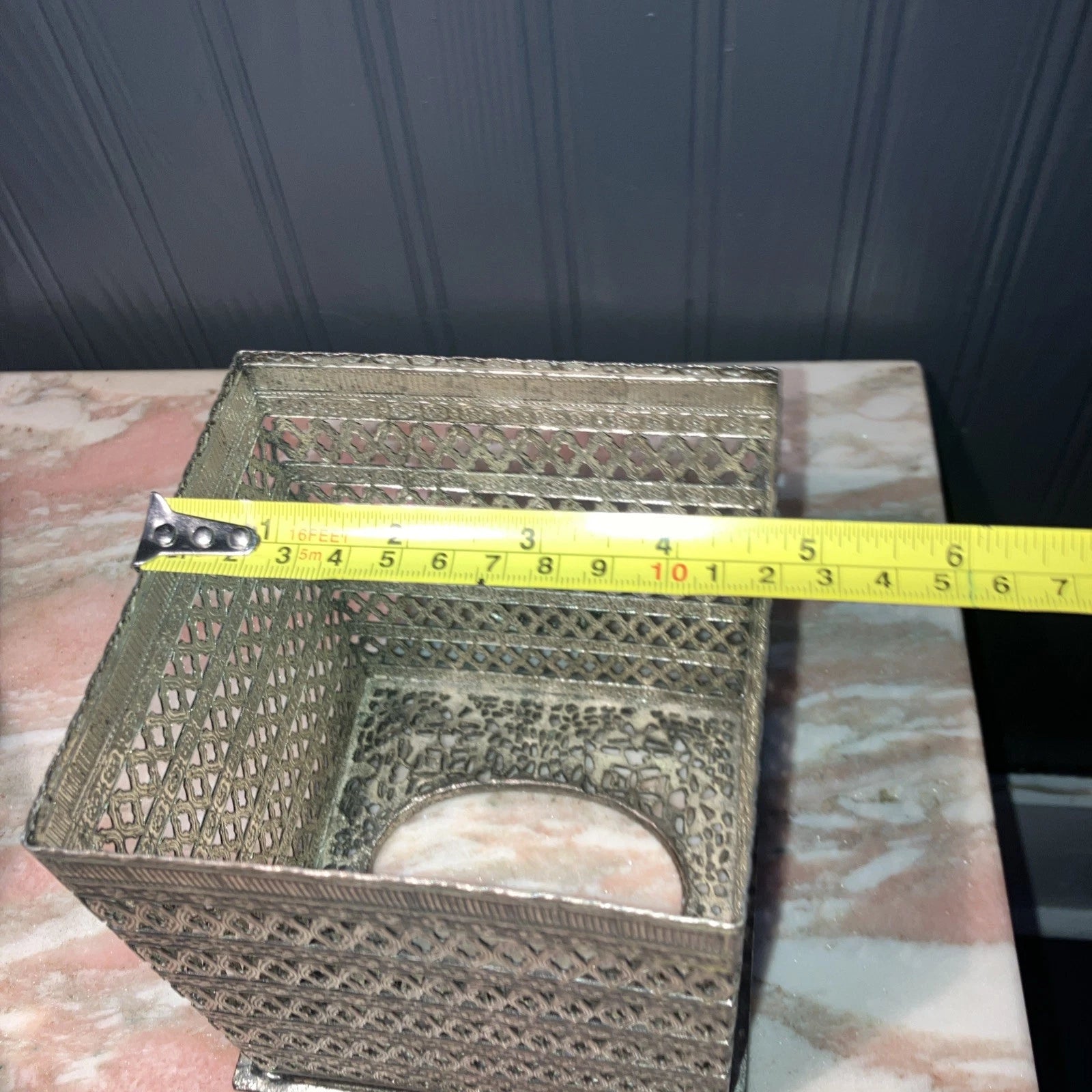 Metal Filigree Tissue Box Holder Hollywood Regency Bronze Silver Vintage | eBay