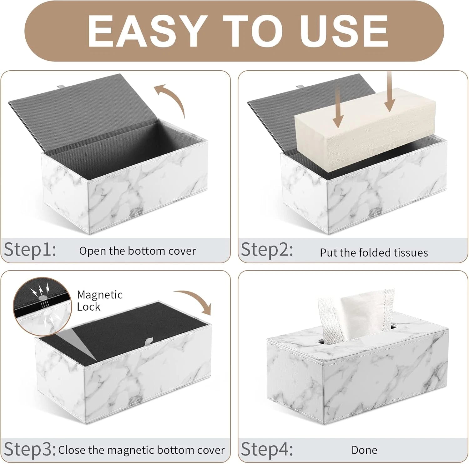 Tissue Box Cover, PU Leather Tissue Box Holder Rectangular Tissue Holders for Ho | eBay