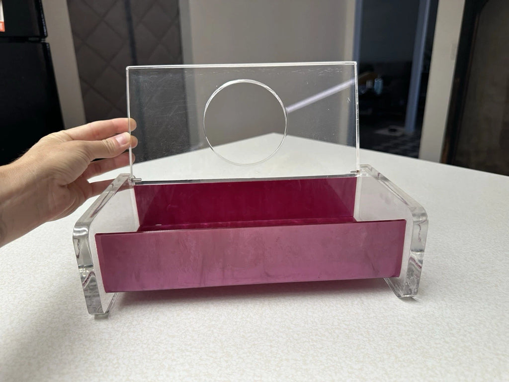 Vintage MCM Regency Thick Lucite Kleenex Cut Tissue Box Holder Acrylic pink | eBay