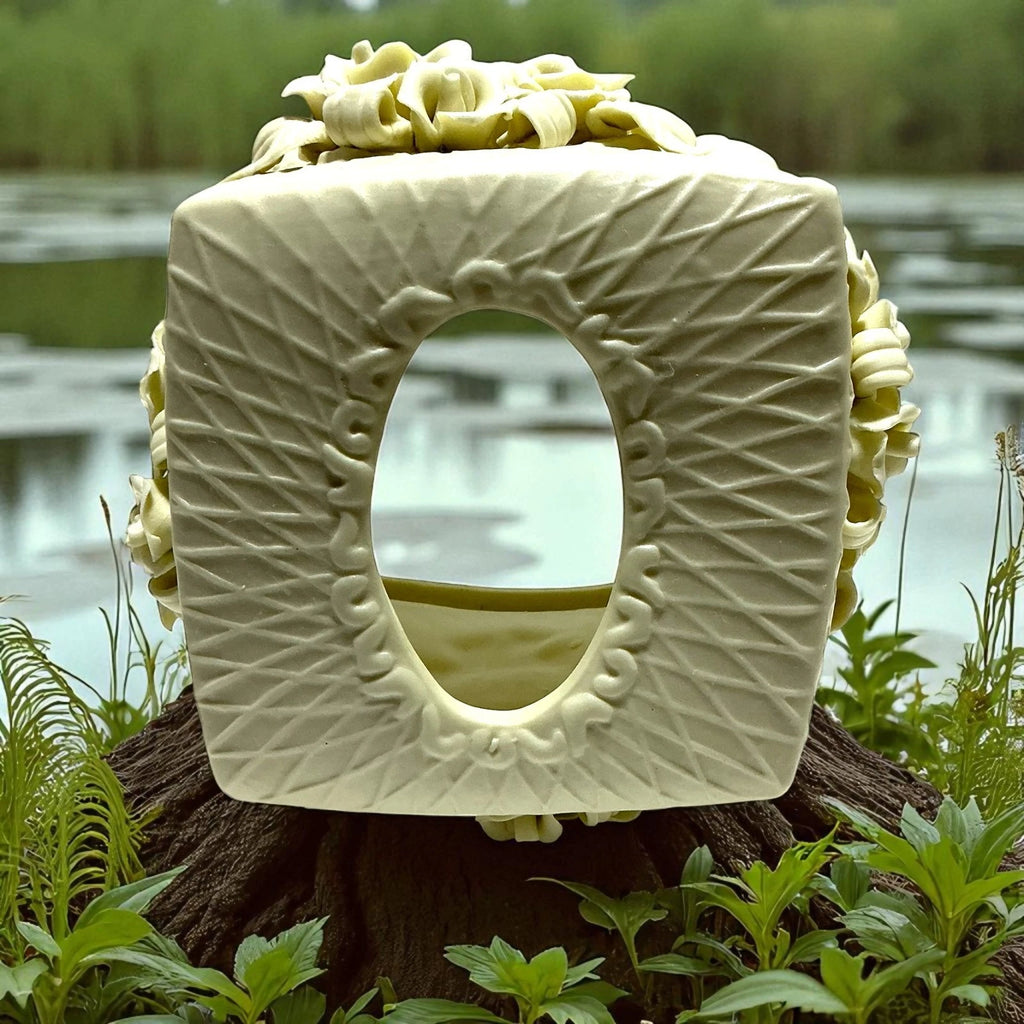 Tissue Box Ceramic Victorian Rose Cover Off-White Elegant 3-D in Ivory Flowers | eBay