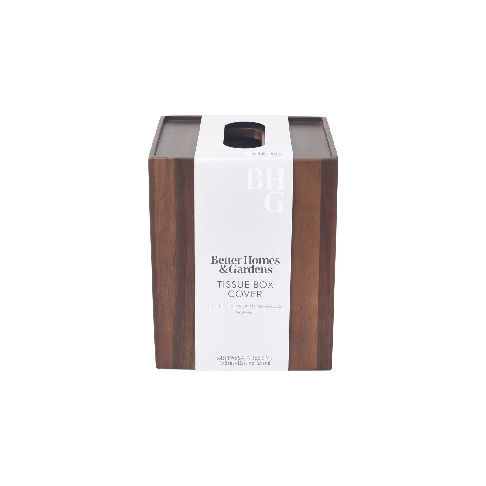 Better Homes & Gardens Acacia Wood Tissue Box Cover,10" High,Brown | eBay