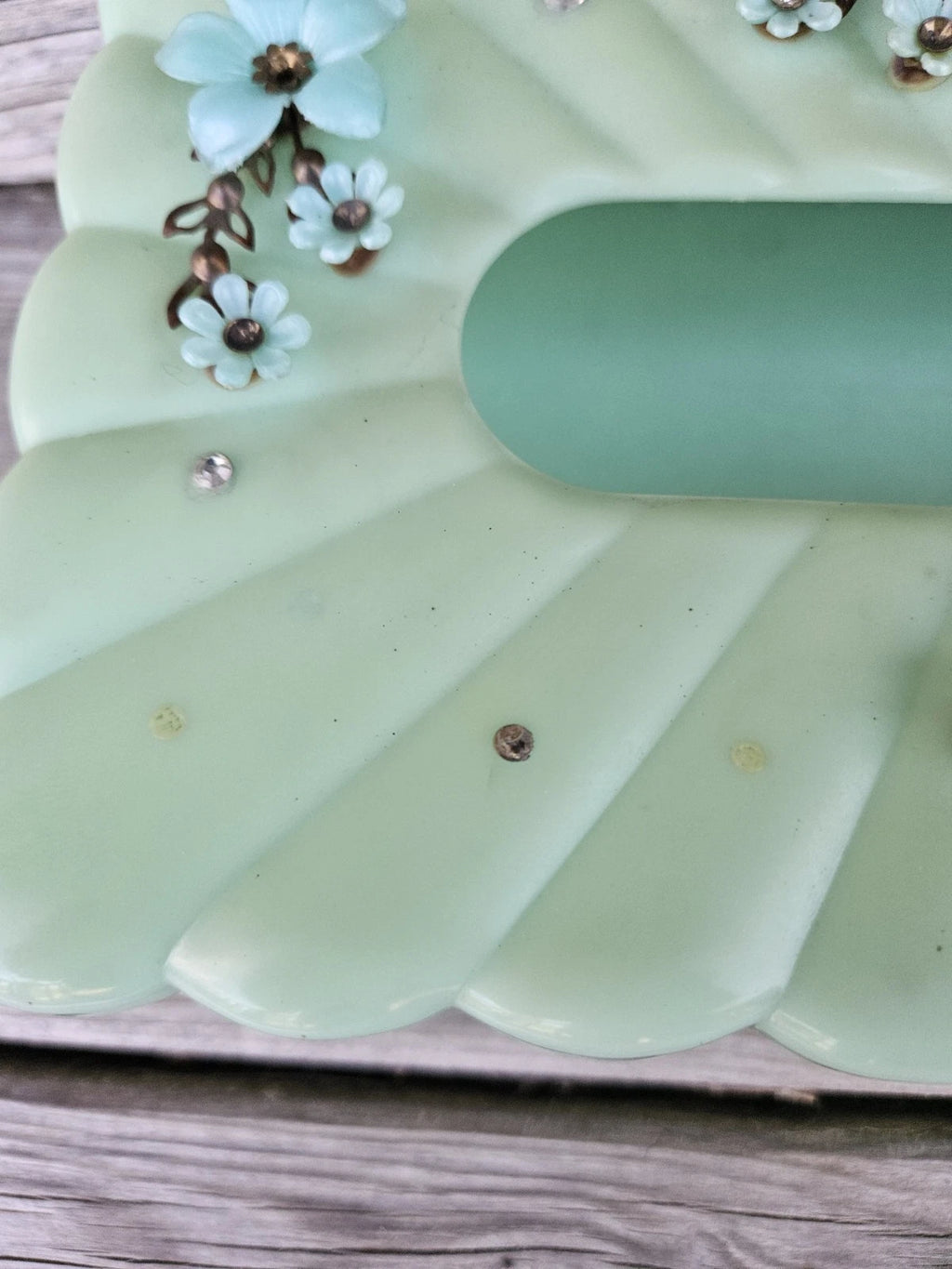 Vtg 60s Menda Co. Tissue Box Holder Cover Rectangle Mint Foam Green Floral Photo | eBay