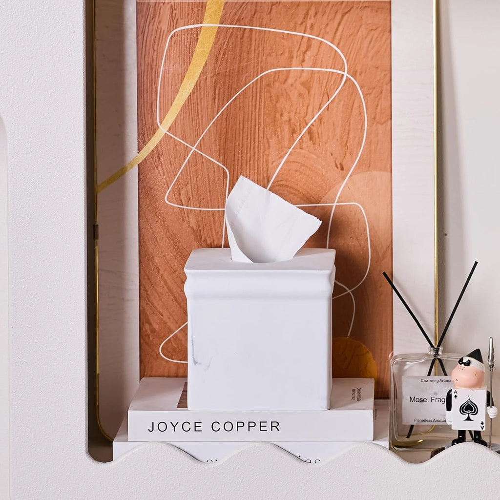 White Marble Tissue Box Cover Retro Square for Bathroom Conutertop,Tissue Box Ho | eBay