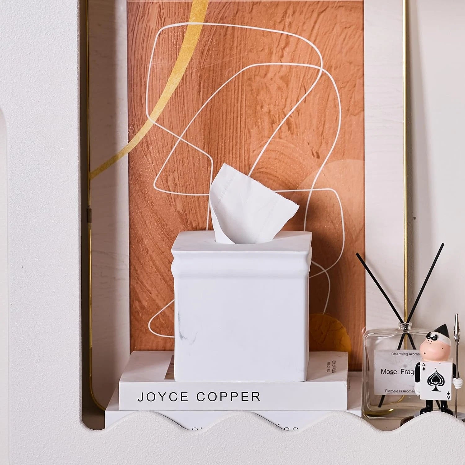 White Marble Tissue Box Cover Retro Square for Bathroom Conutertop,Tissue Box Ho | eBay