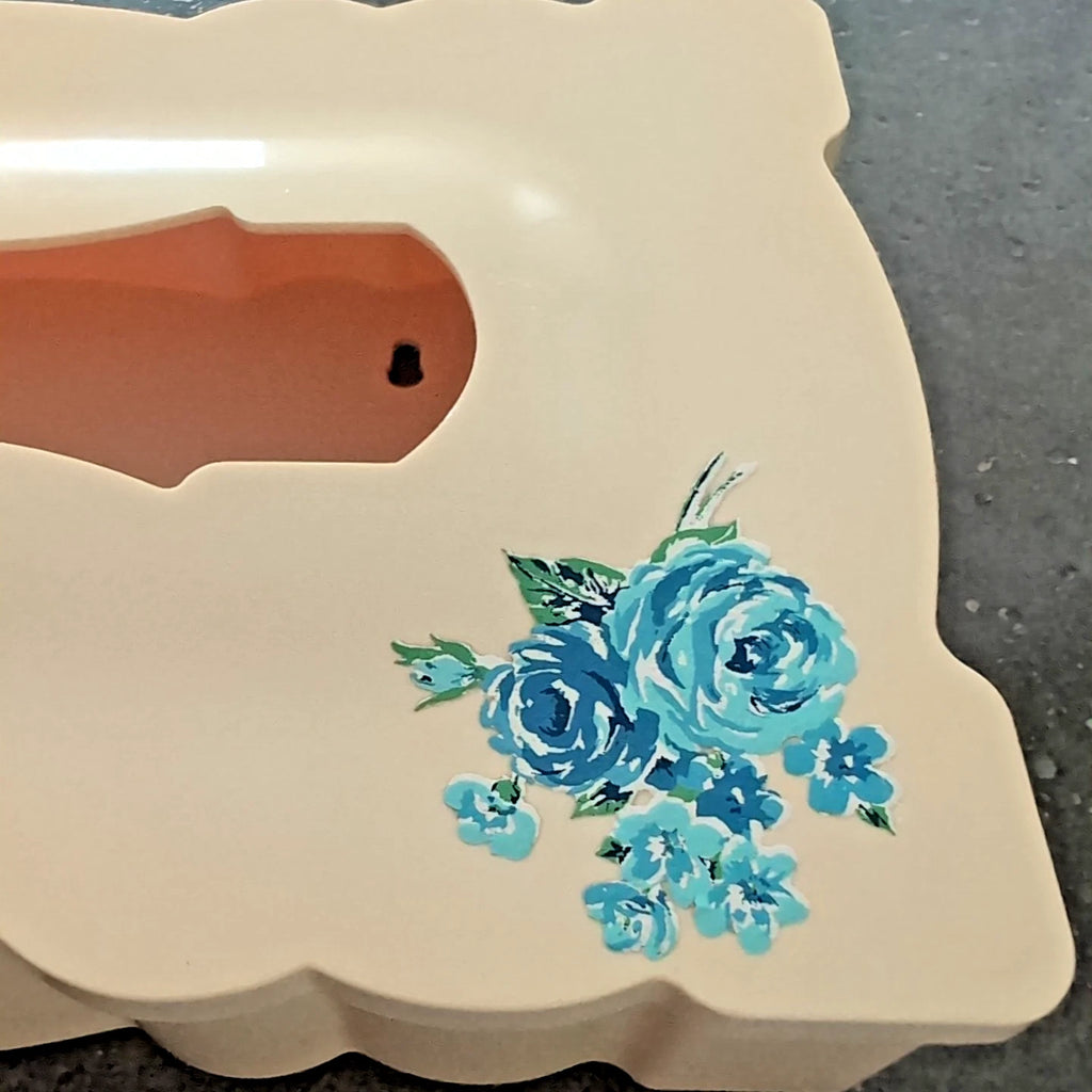 Vintage Cream Blue Roses Plastic Tissue Kleenex Box Holder Scallop MCM Cottage | eBay