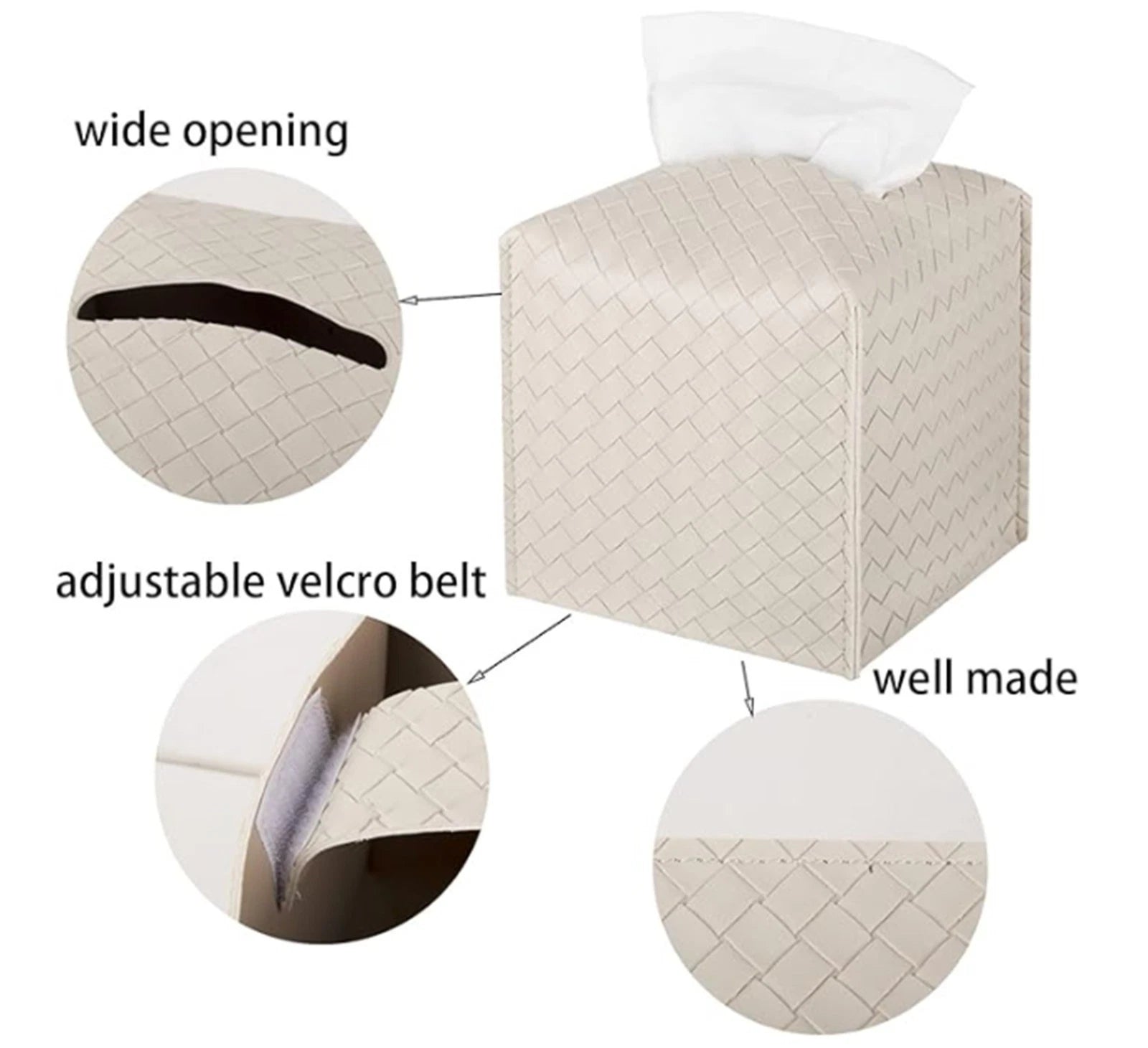 Tissue Box Cover PU Leather Tissue Holder Square Beige NEW | eBay