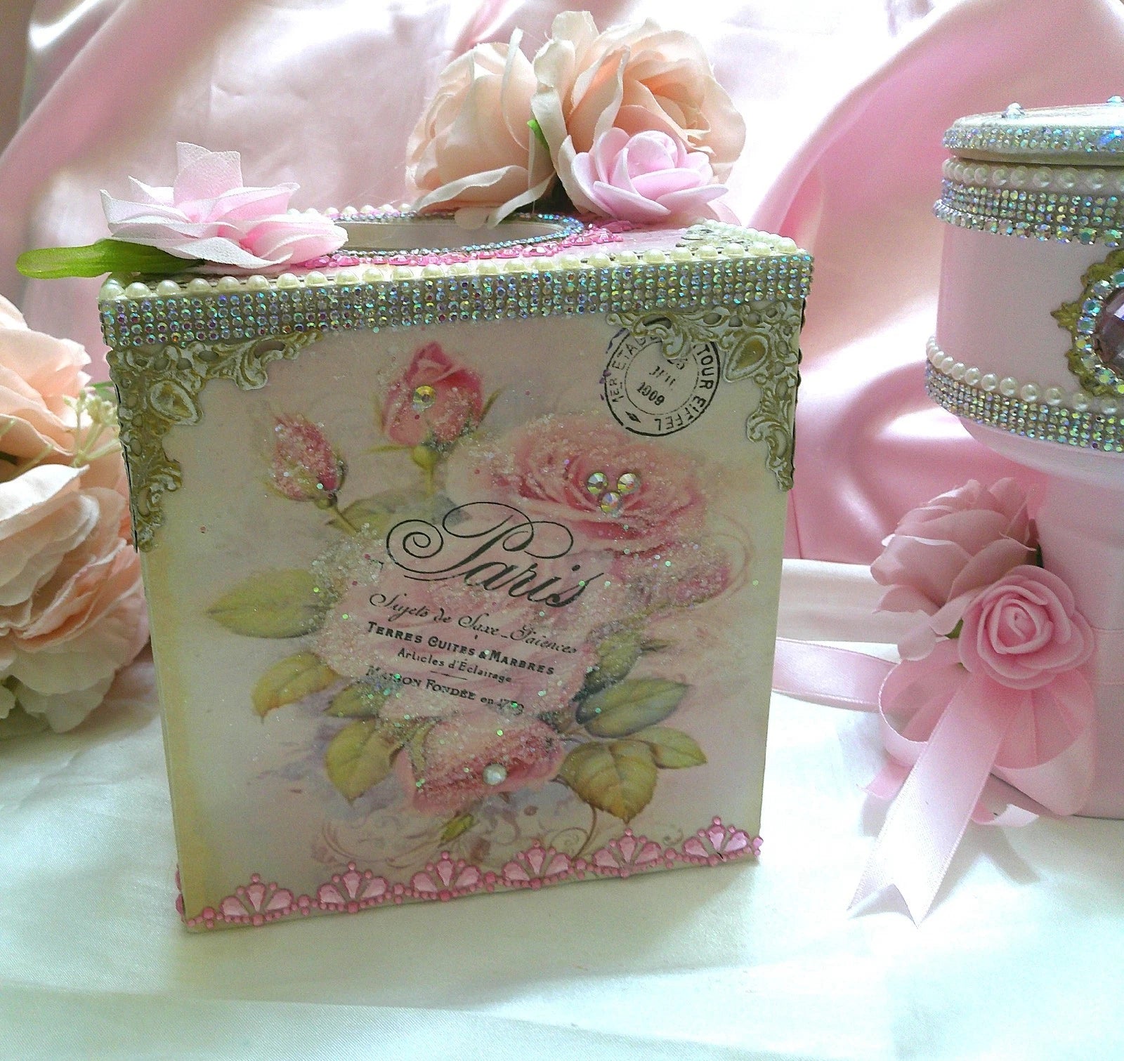 Shabby Chic Victorian Tissue Box Cover~French Inspired Design w/Rose Graphic | eBay