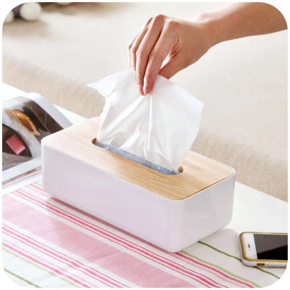 Wood Tissue Box Cover Gloves Box Holder Wooden Rectangular Tissue Box Holder ... | eBay