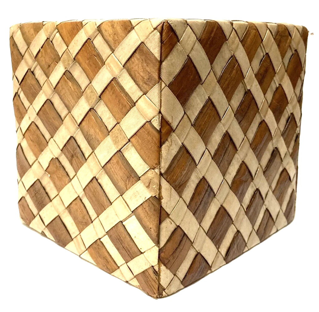Woven Tissue Box Cover 6x6x6" Brown Tan Natural Lattice Pattern | eBay