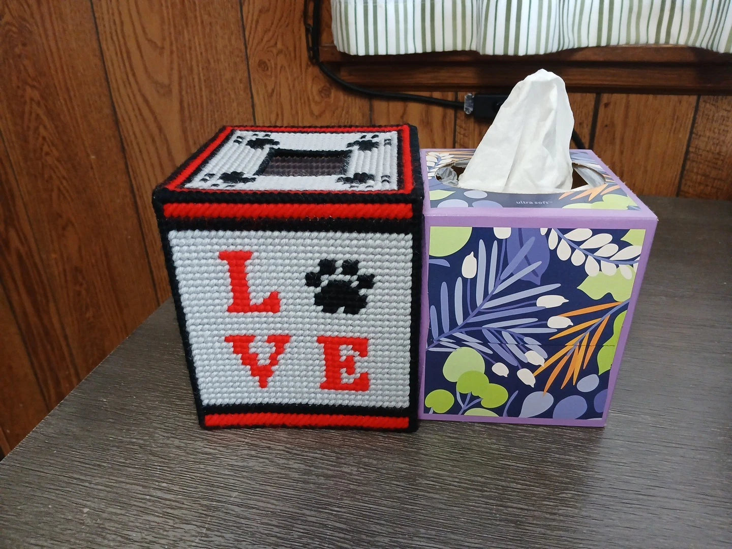 Love Paw Print Tissue Box Cover, Plastic Canvas | eBay