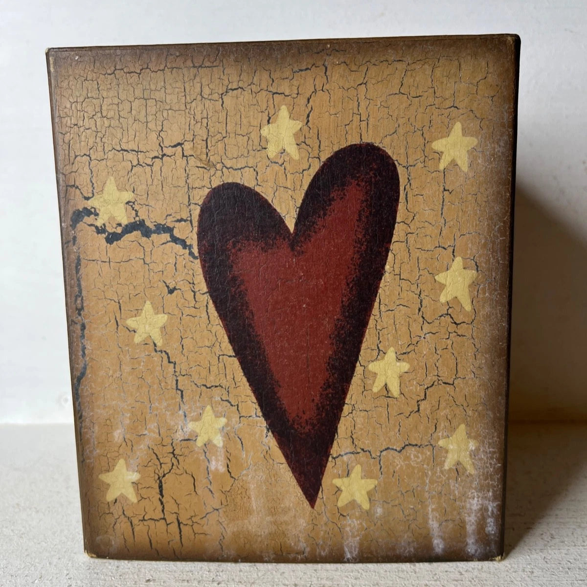 Primitive Country Rustic Decor Board Tissue Box Cover Hearts Stars 6" | eBay
