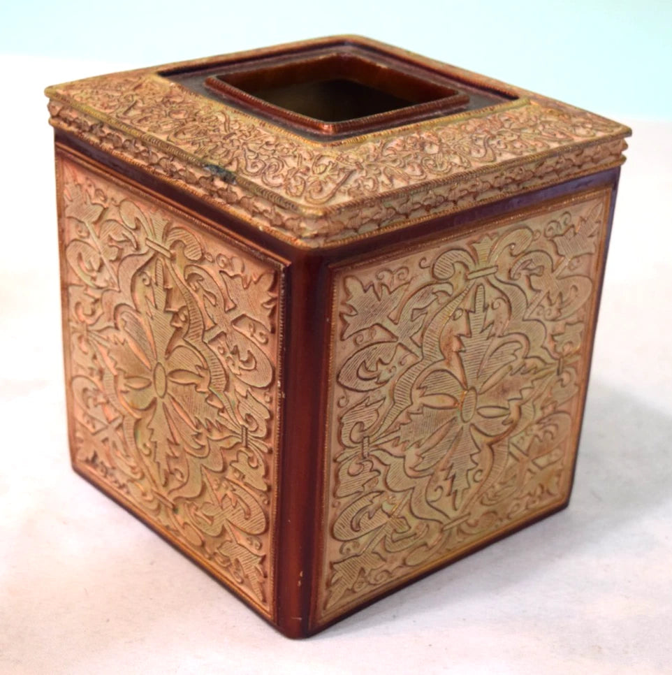 Vtg Global Springs French Country Tissue Box Cover Burgundy & Gold Ceramic | eBay