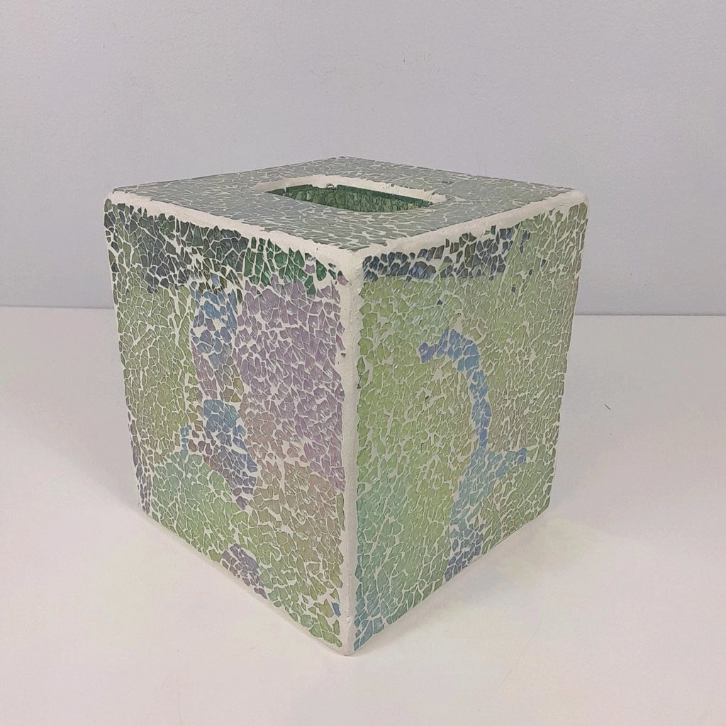 Crackle Mosaic Glass Tissue Box Cover Aqua White Pink Purple Square | eBay