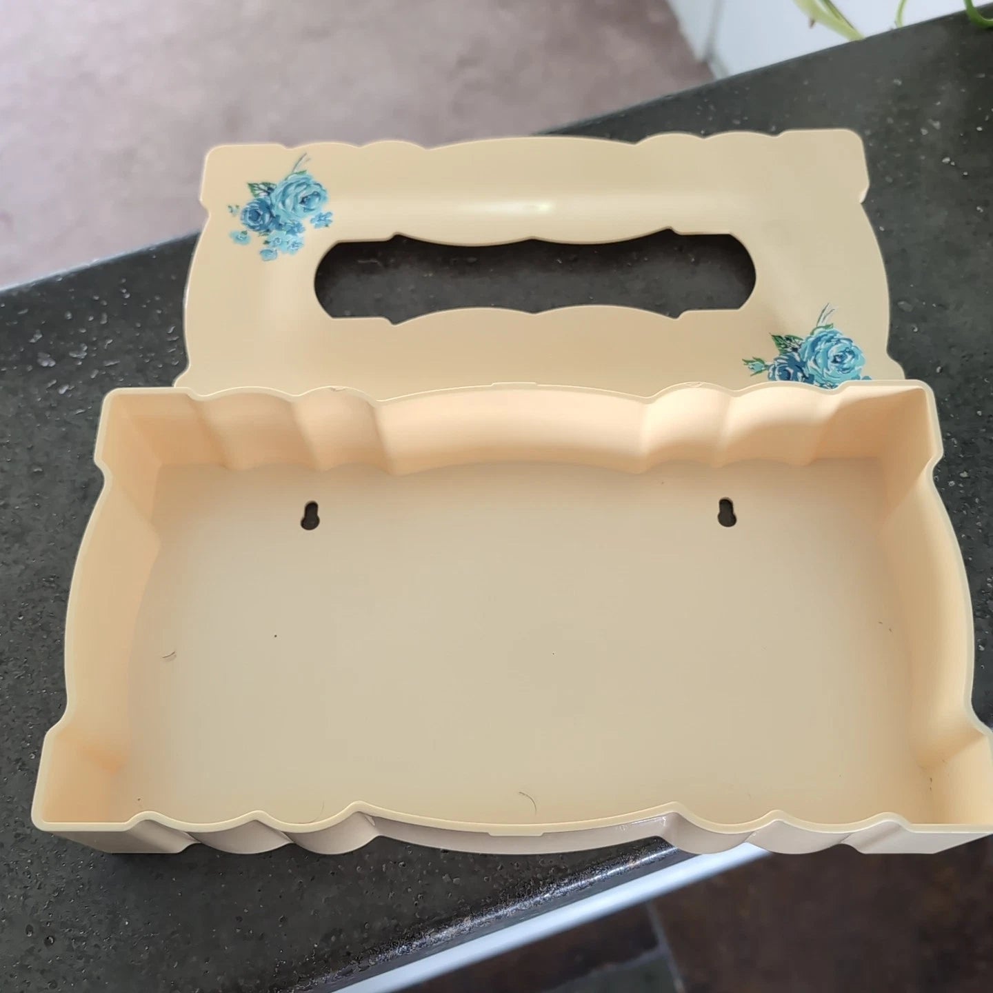 Vintage Cream Blue Roses Plastic Tissue Kleenex Box Holder Scallop MCM Cottage | eBay
